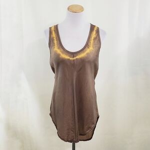 Gregory Parkinson brown silk tank top tie dyed size small